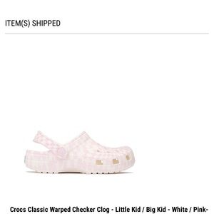 CROCS Kids Classic Warped Checker Clog in Light Pink and White